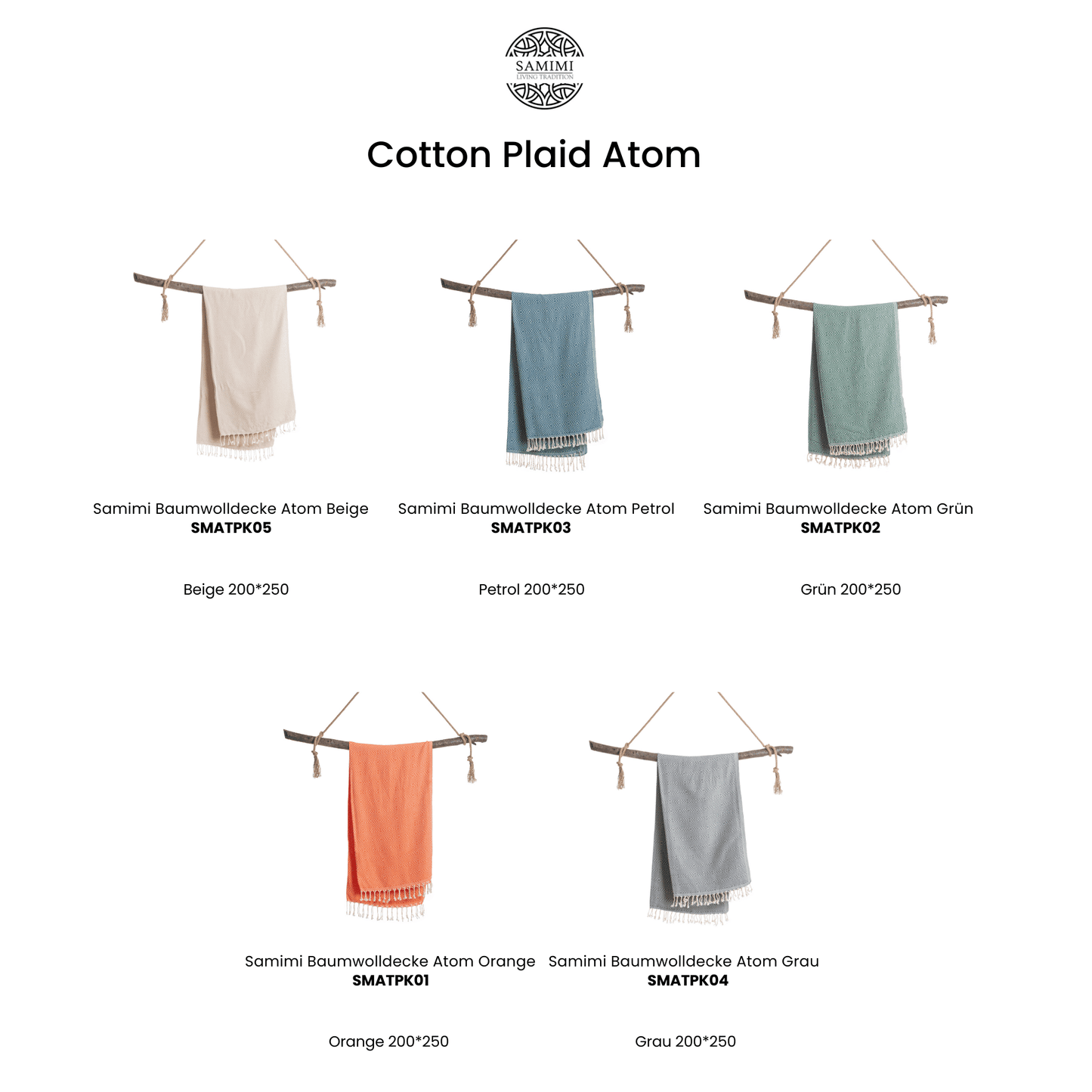 XXL Beach Spa Towel, Cotton Plaid Beige 200x250 cm