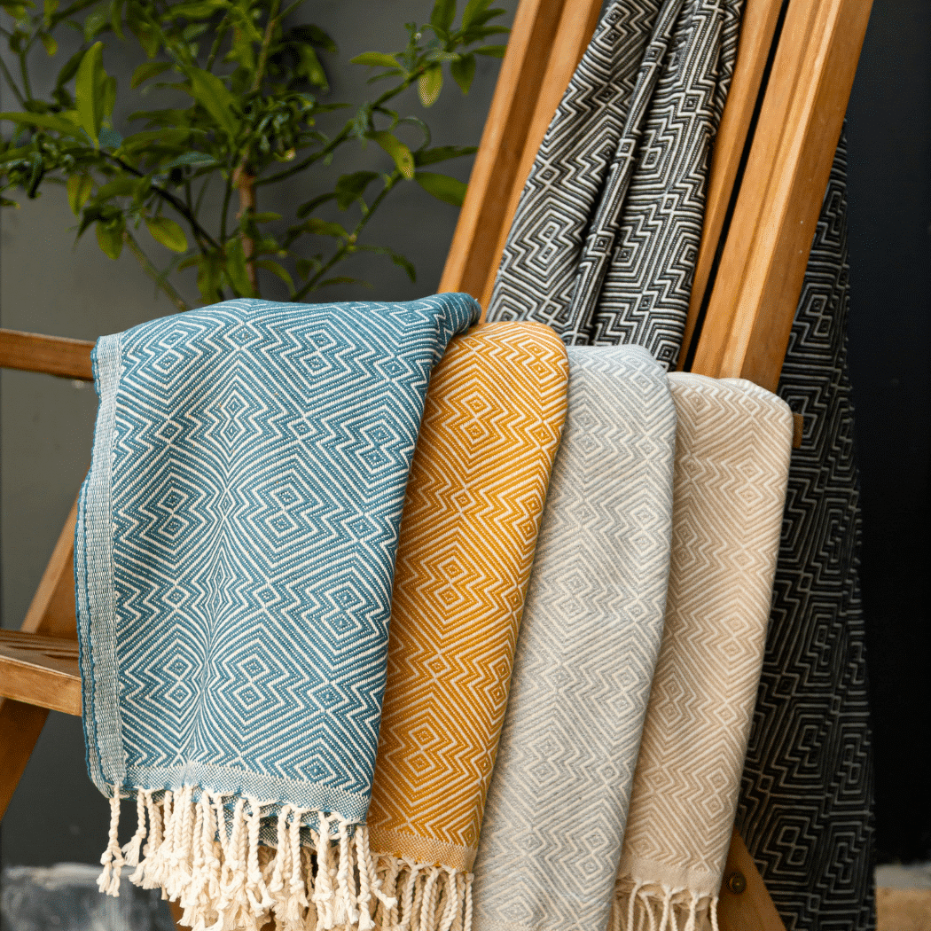 XXL Beach Spa Towel, Cotton Plaid Beige 200x250 cm